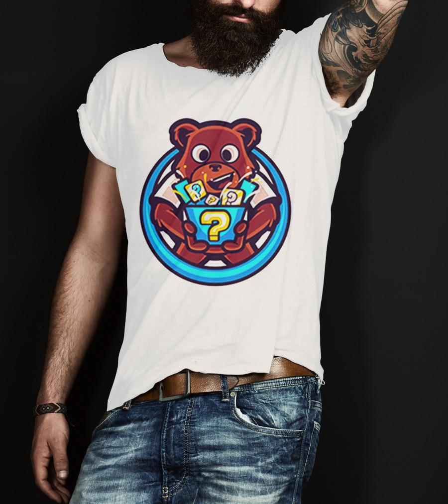 Der Merch Bear Holding Mystery Question Mark Box T-Shirt