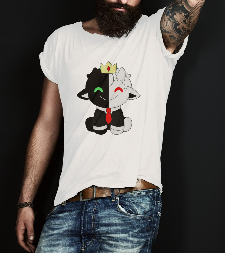 Ranboo Fashion Half Black Half White Crowned Character T-Shirt