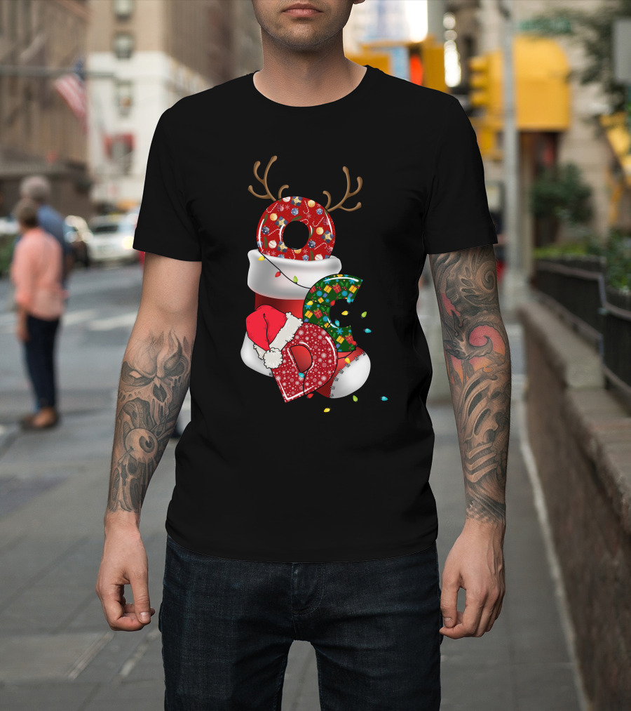 OCD Obsessive Christmas Disorder Reindeer Santa Hat Lights Stocking T-Shirt
