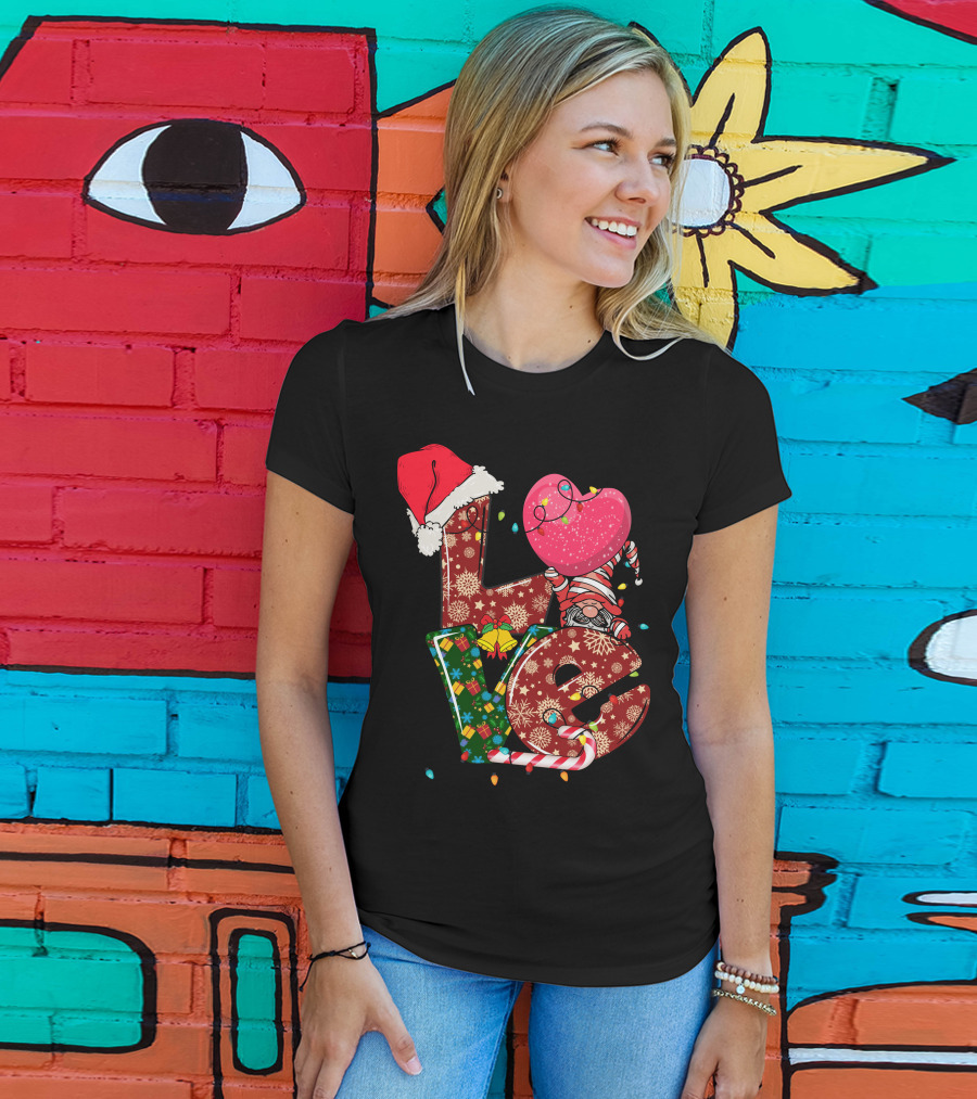 Christmas Love With Santa Hat And Festive T-Shirt