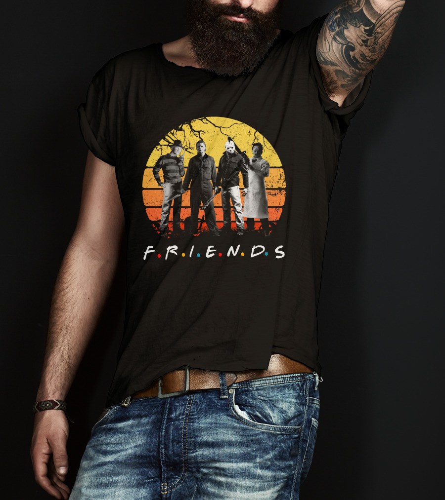 FRIENDS Halloween Horror Characters Sunset T-Shirt