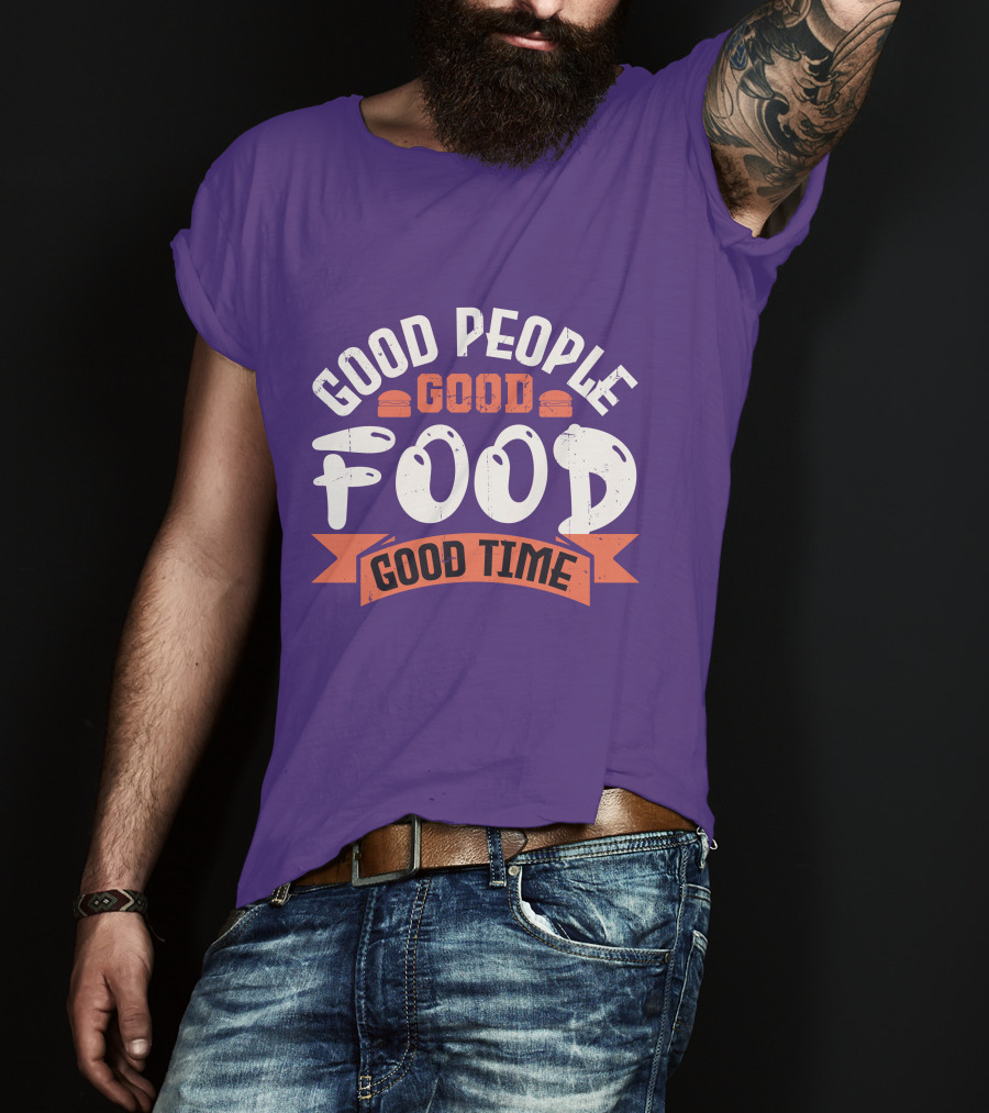 Good People Good Food Good Time Retro Banner T-Shirt