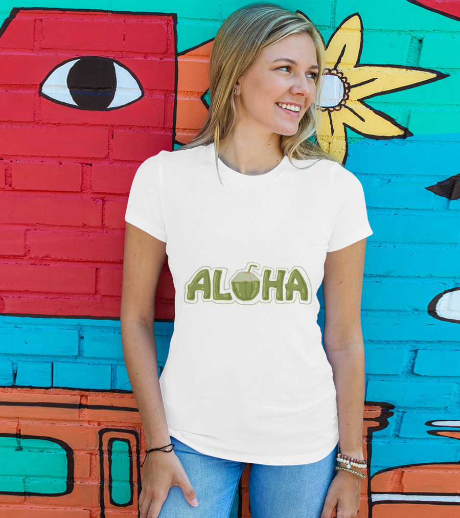 Aloha Coconut Hawaii Beach Surf Summer Wave T-Shirt