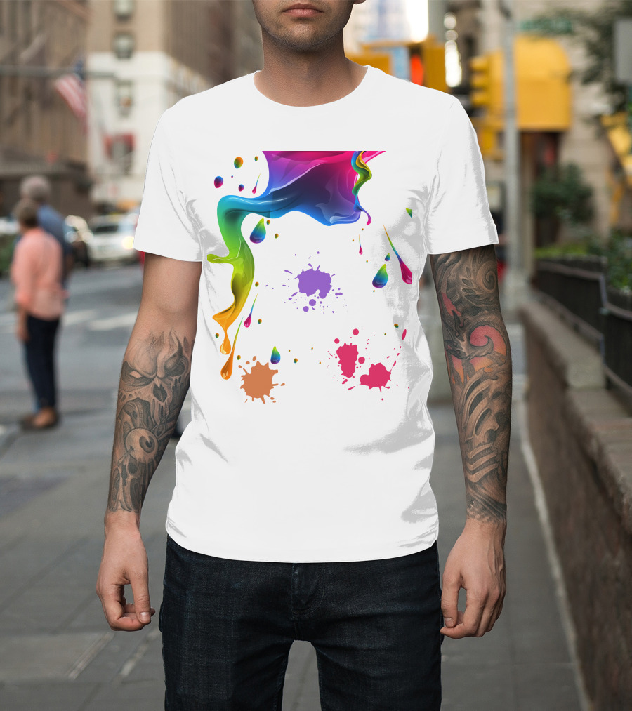 Waterpaint Colorful Splatter Vibrant Drips And Drops T-Shirt