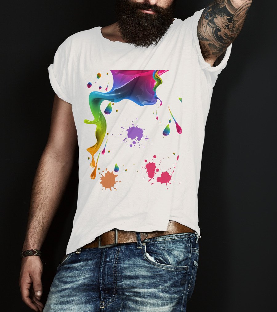 Waterpaint Colorful Splatter Vibrant Drips And Drops T-Shirt