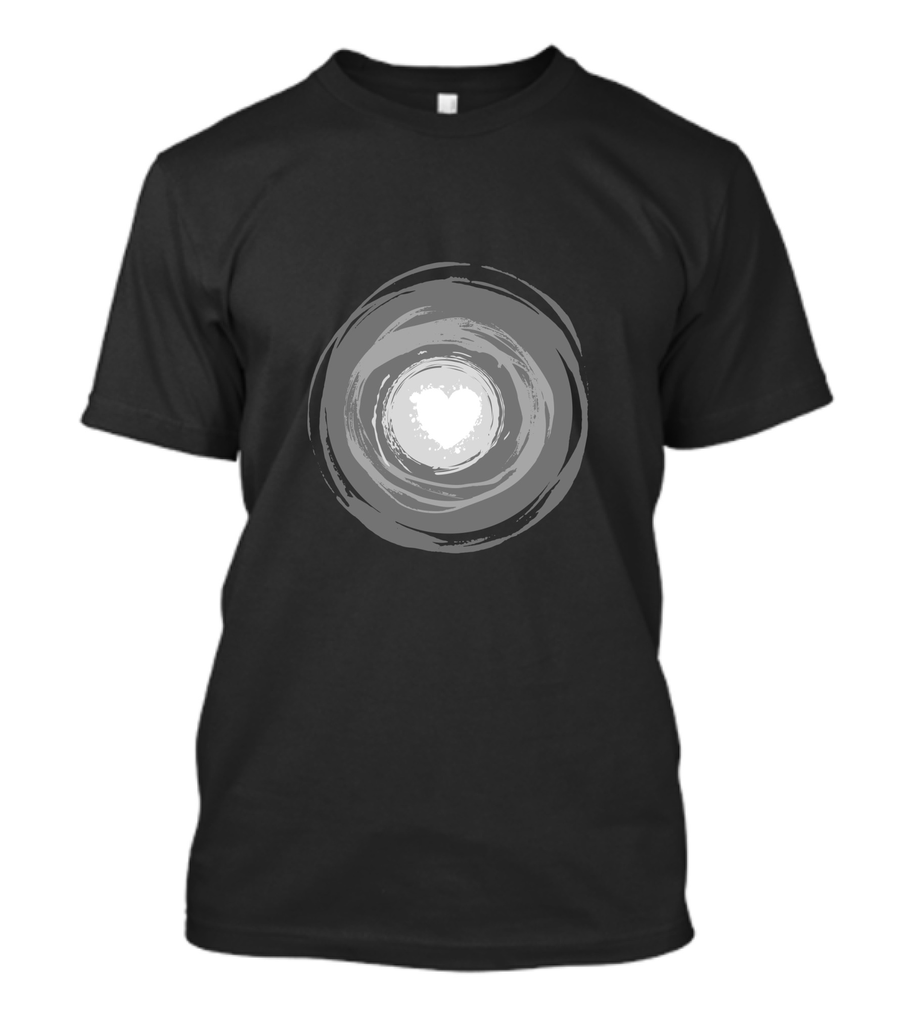 Color Circle Heart Center Monochrome Swirl T-Shirt