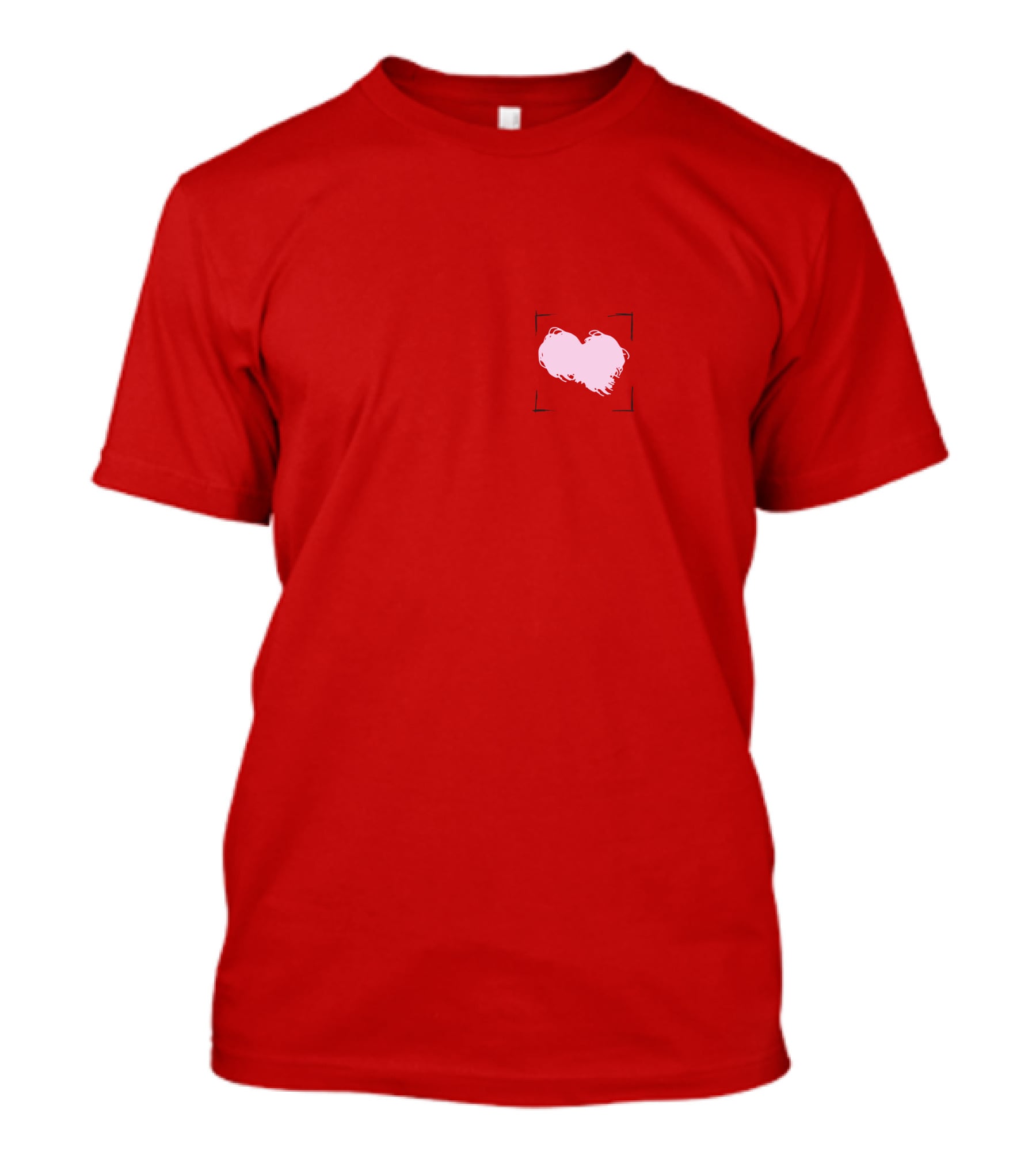 Heart With Framed Brushstroke Texture On Red T-Shirt
