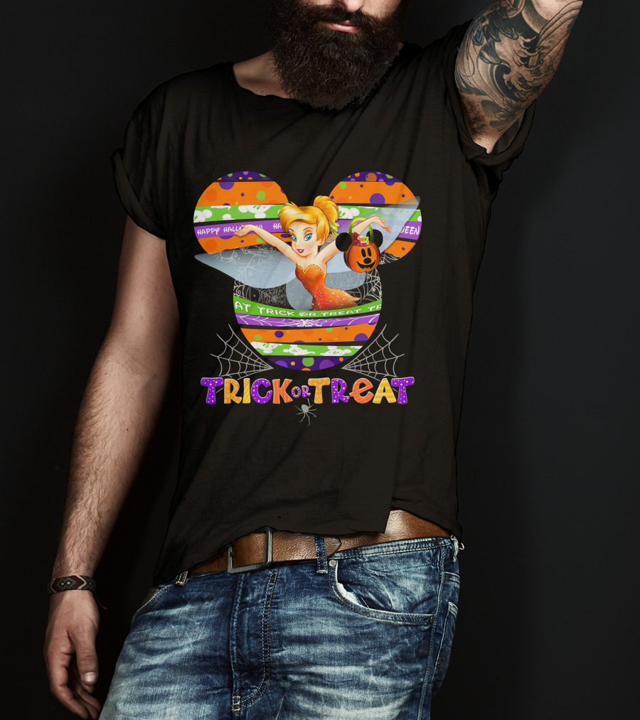Tinker Bell Halloween Trick Or Treat Mickey Pumpkin Magic T-Shirt