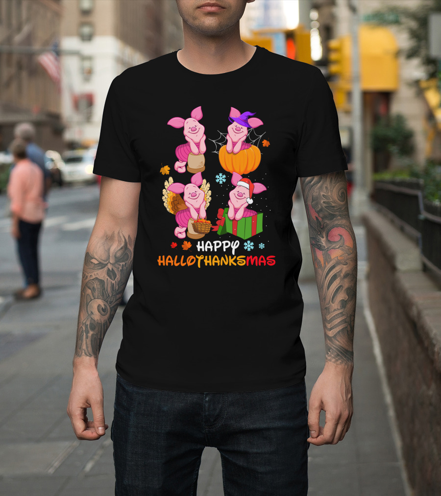 Happy Hallothanksmas Piglet Festive Seasons T-Shirt