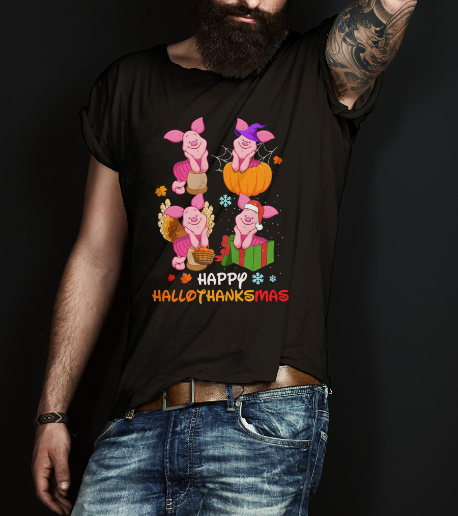 Happy Hallothanksmas Piglet Festive Seasons T-Shirt