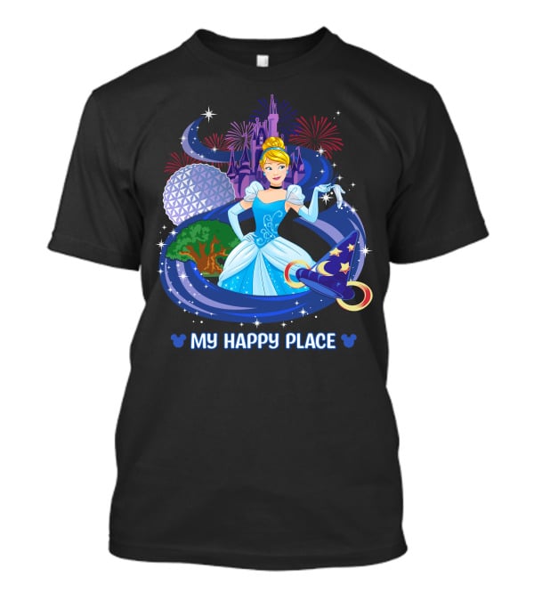 Cinderella My Happy Place Disney Castle Fireworks Epcot Sorcerer Hat T-Shirt