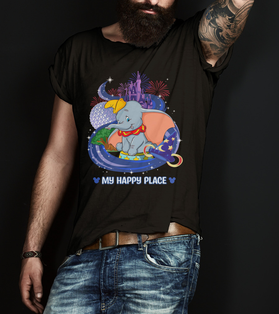 My Happy Place Dumbo Castle Magic Hat Icons T-Shirt
