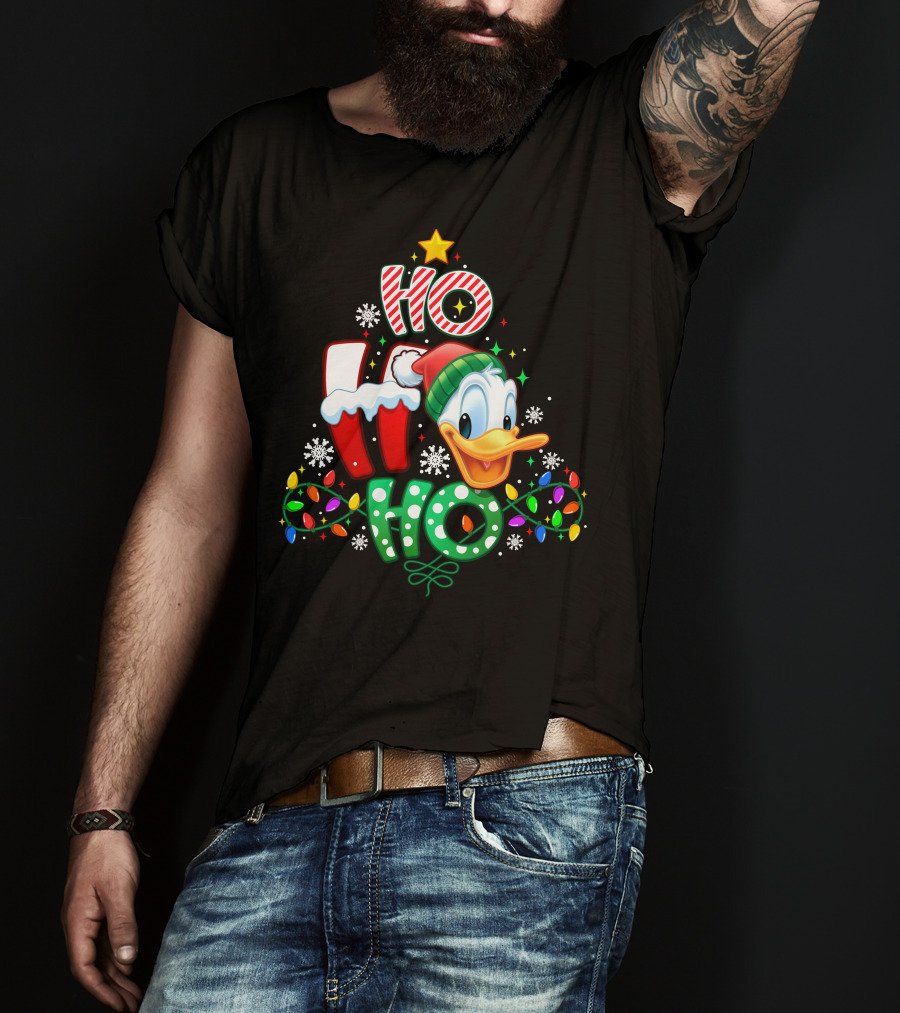 Donald Duck Christmas Ho Ho Ho Festive Lights T-Shirt