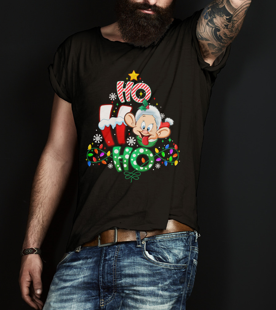 Dopey Ho Ho Ho Christmas Lights Snowflakes Holiday Cheer T-Shirt