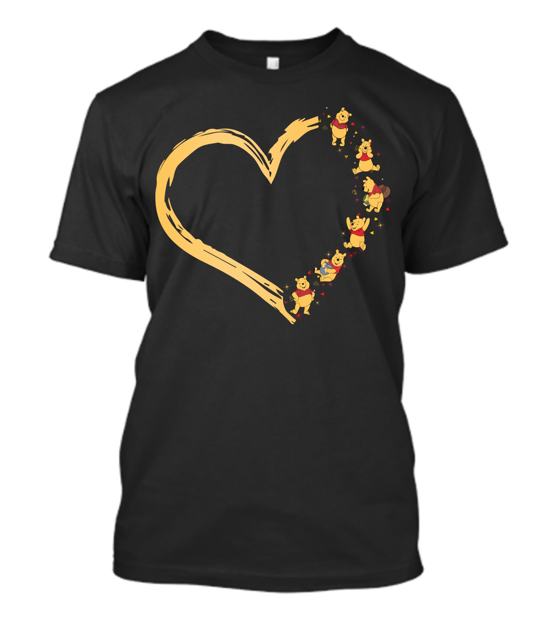 Winnie The Pooh Characters Heart-Shaped T-Shirt