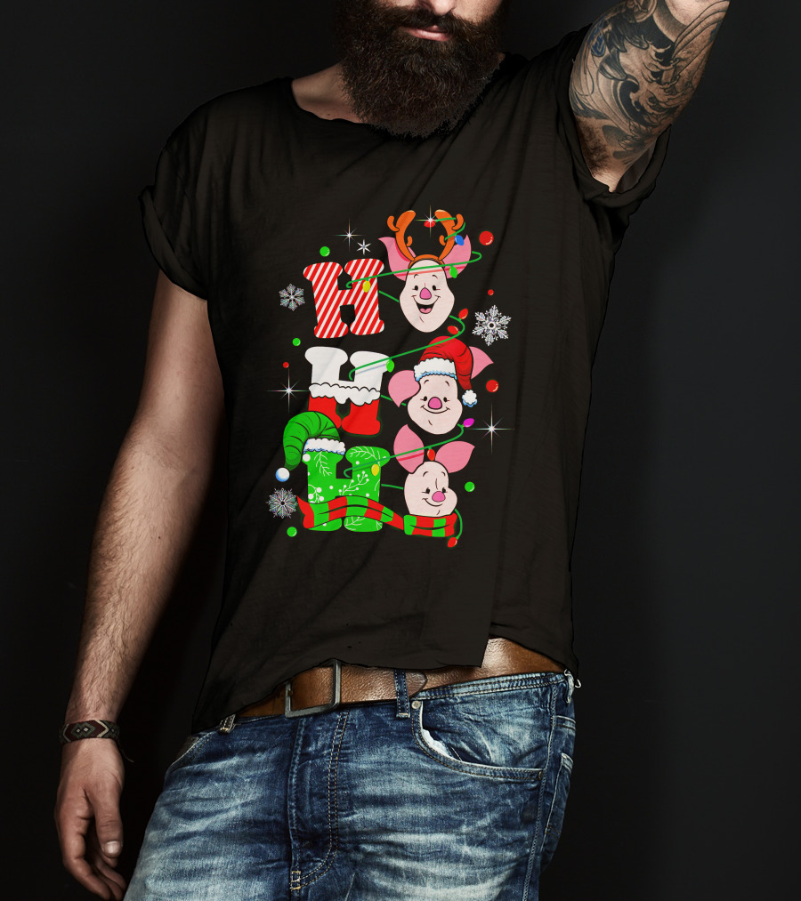 Holiday Piglet H O H Christmas Cheer T-Shirt