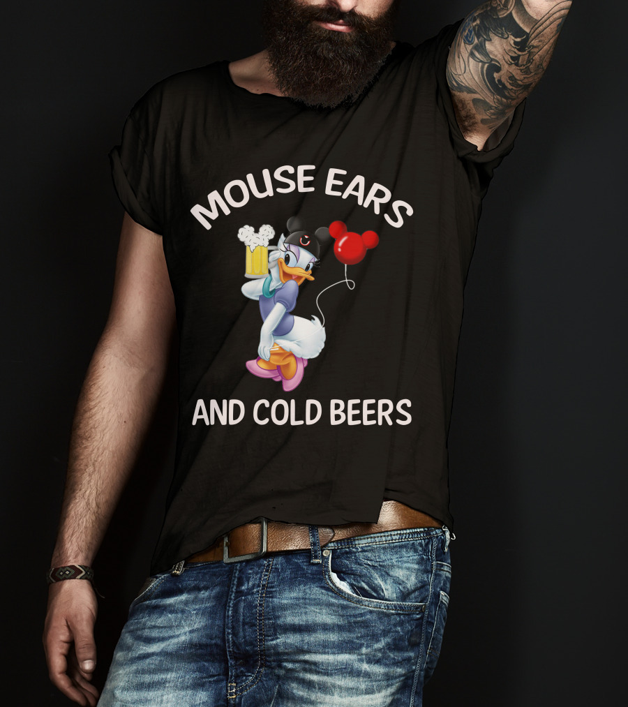 Mouse Ears And Cold Beers Daisy Duck Balloon And Beer Cartoon T-Shirt