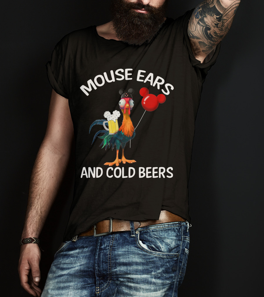 Mouse Ears And Cold Beers Heihei Balloon Beer Rooster T-Shirt