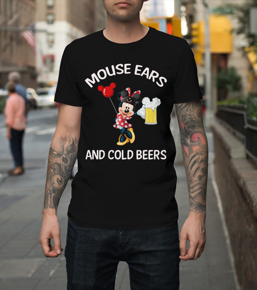 Minnie Mouse Ears And Cold Beers Balloon And Mug T-Shirt