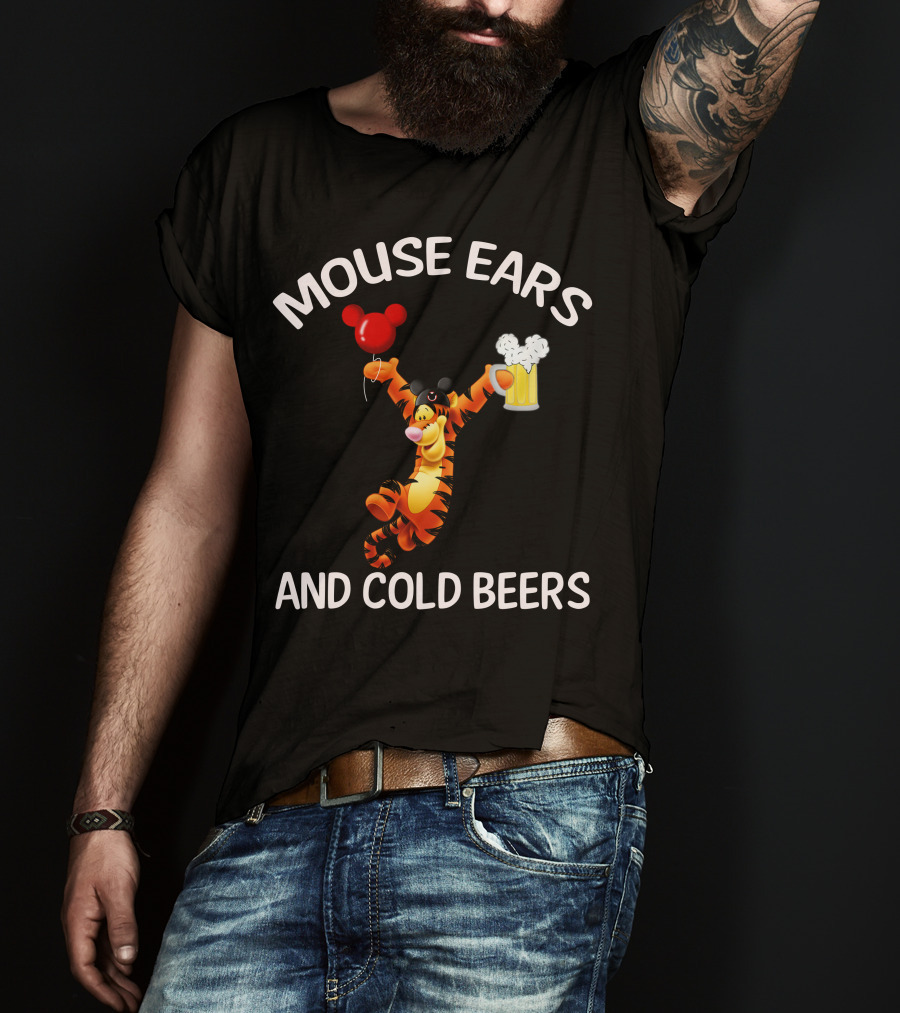 Mouse Ears And Cold Beers Tigger Balloon And Beer Mug T-Shirt