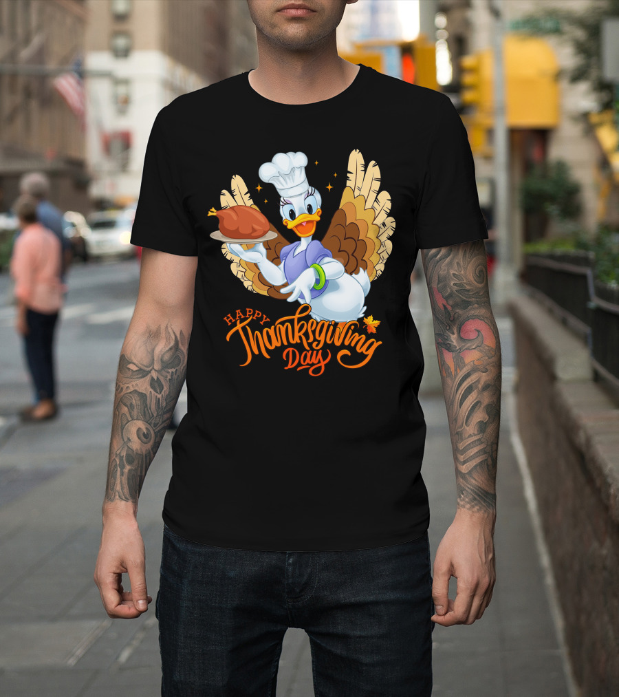 Happy Thanksgiving Day Daisy Duck Turkey Chef T-Shirt