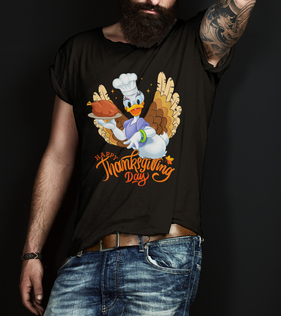 Happy Thanksgiving Day Daisy Duck Turkey Chef T-Shirt