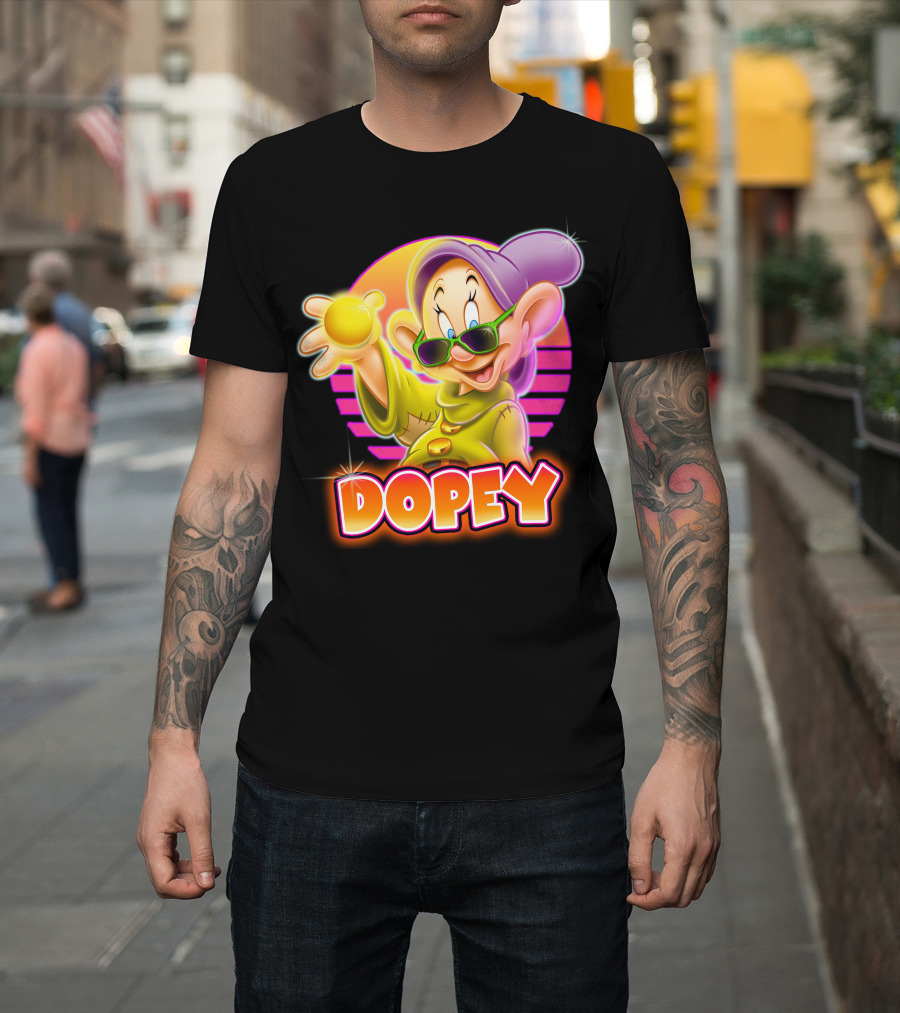 Dopey Retro Sunglasses Glow Neon Style T-Shirt