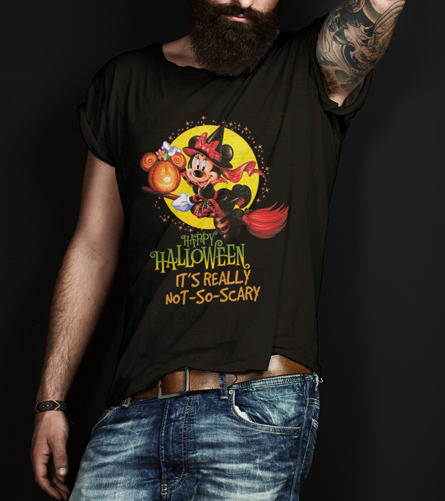 Happy Halloween It's Really Not-So-Scary Minnie Mouse Broomstick Potion Mickey Pumpkin T-Shirt