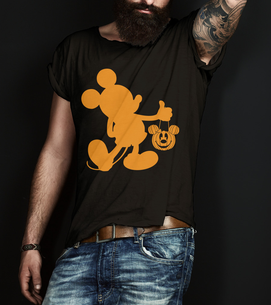 Mickey Mouse Halloween Pumpkin Silhouette T-Shirt