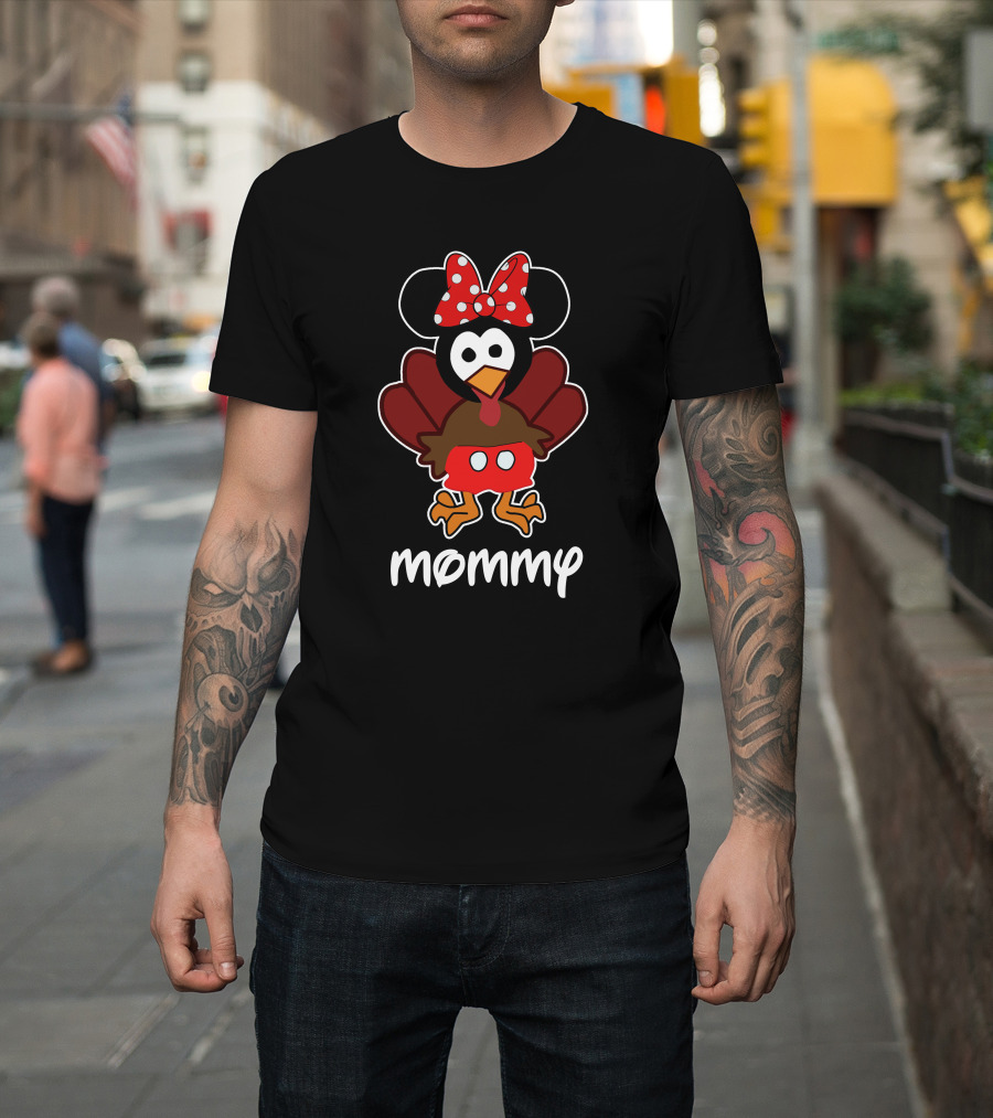Mommy Thanksgiving 32 Turkey Mickey Mouse Ears Bow T-Shirt