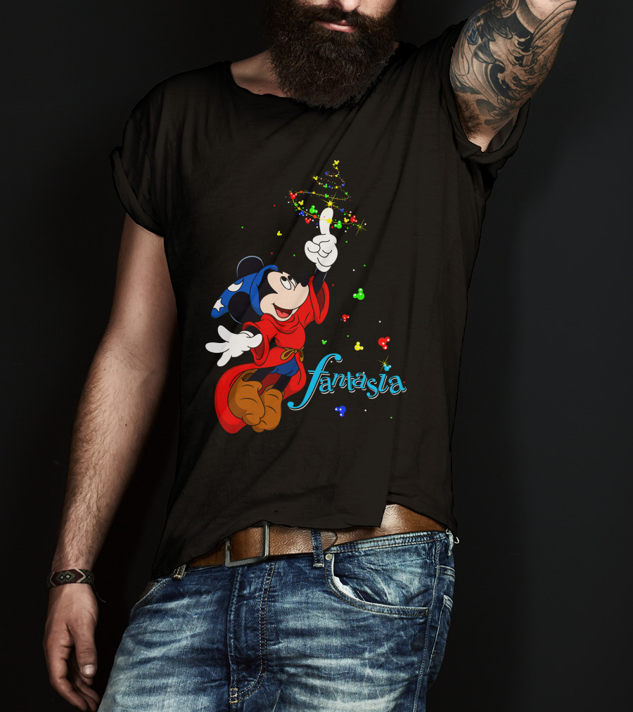 Fantasia Merry Christmas 110 Disney Mickey Mouse Sorcerer Iconic Classic T-Shirt
