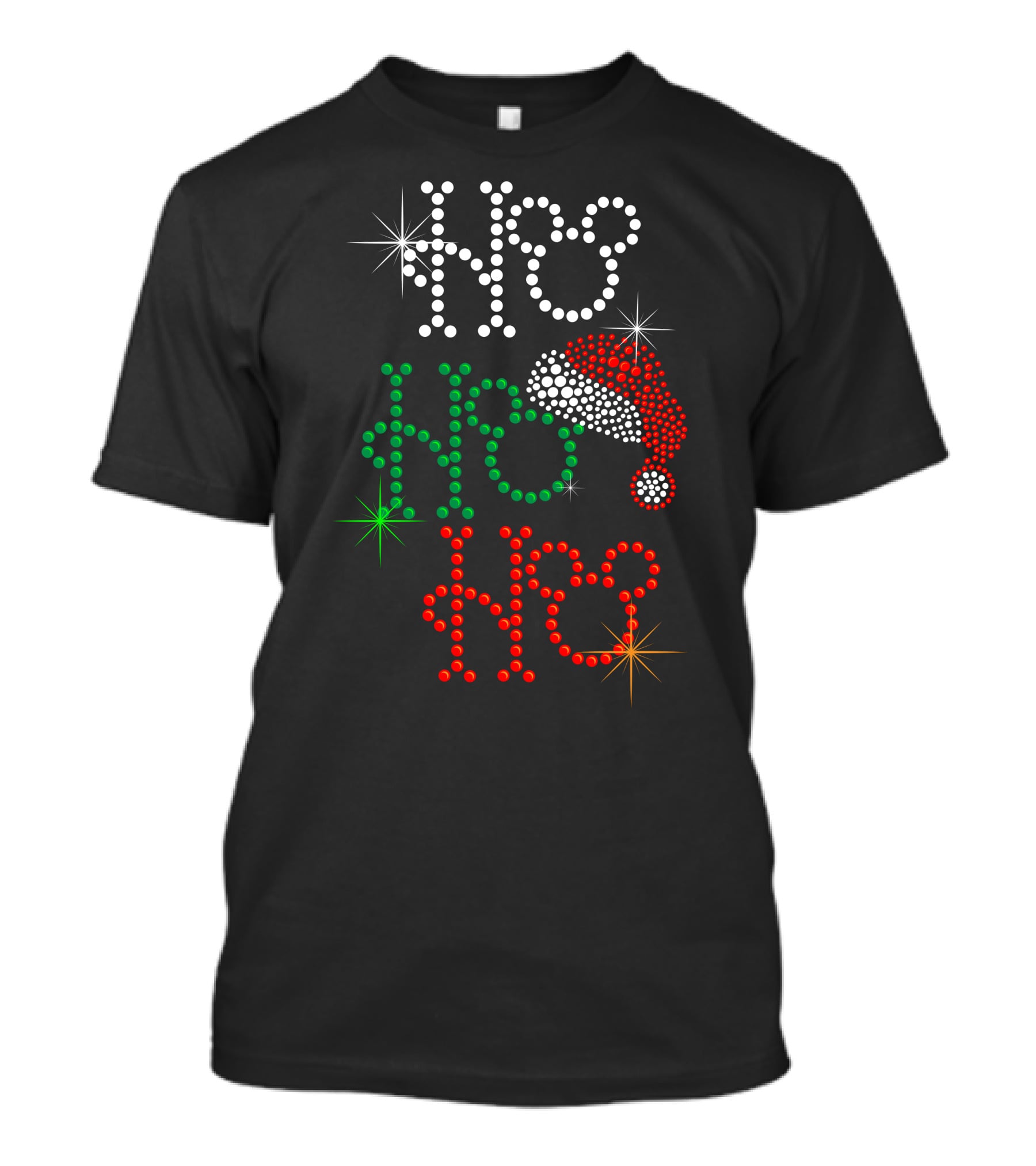 Merry Christmas 55 Ho Ho Ho Santa Hat Mickey Ears Holidots T-Shirt
