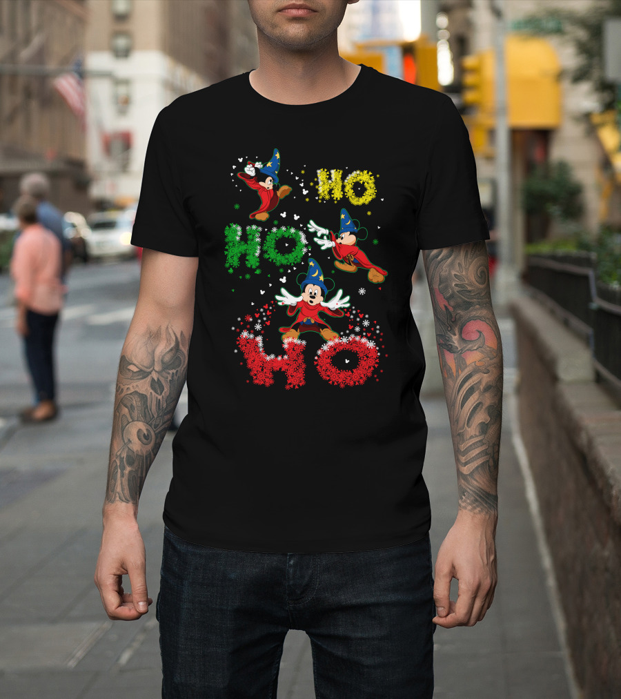 Merry Christmas 57 Mickey Mouse Fantasia Sorcerer's Apprentice Ho Ho Ho T-Shirt