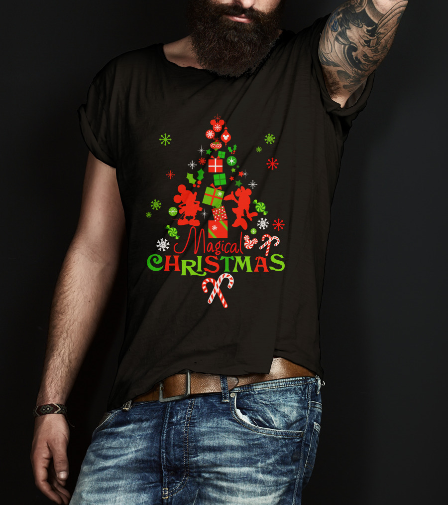 Magical Christmas Tree With Gifts And Candy Canes T-Shirt