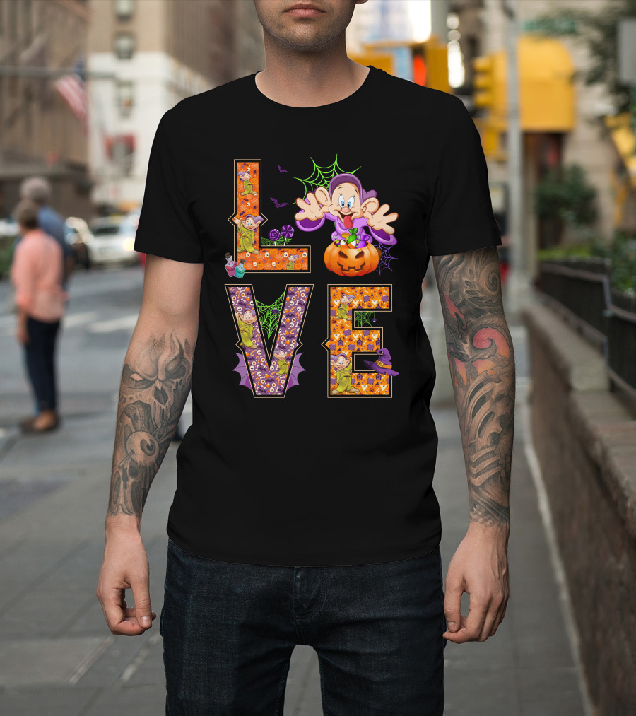 Love Halloween Dopey Pumpkin Spiderwebs T-Shirt