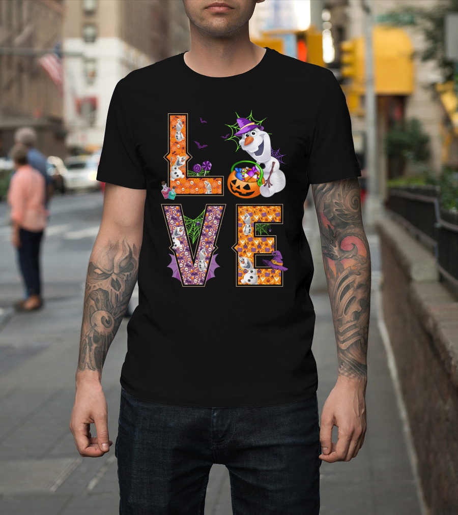 Love Halloween Olaf Candy Pumpkin Frozen Theme T-Shirt