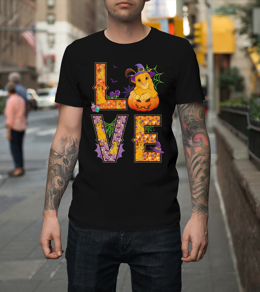 Love Halloween Simba Witch Pumpkin Spiderweb T-Shirt
