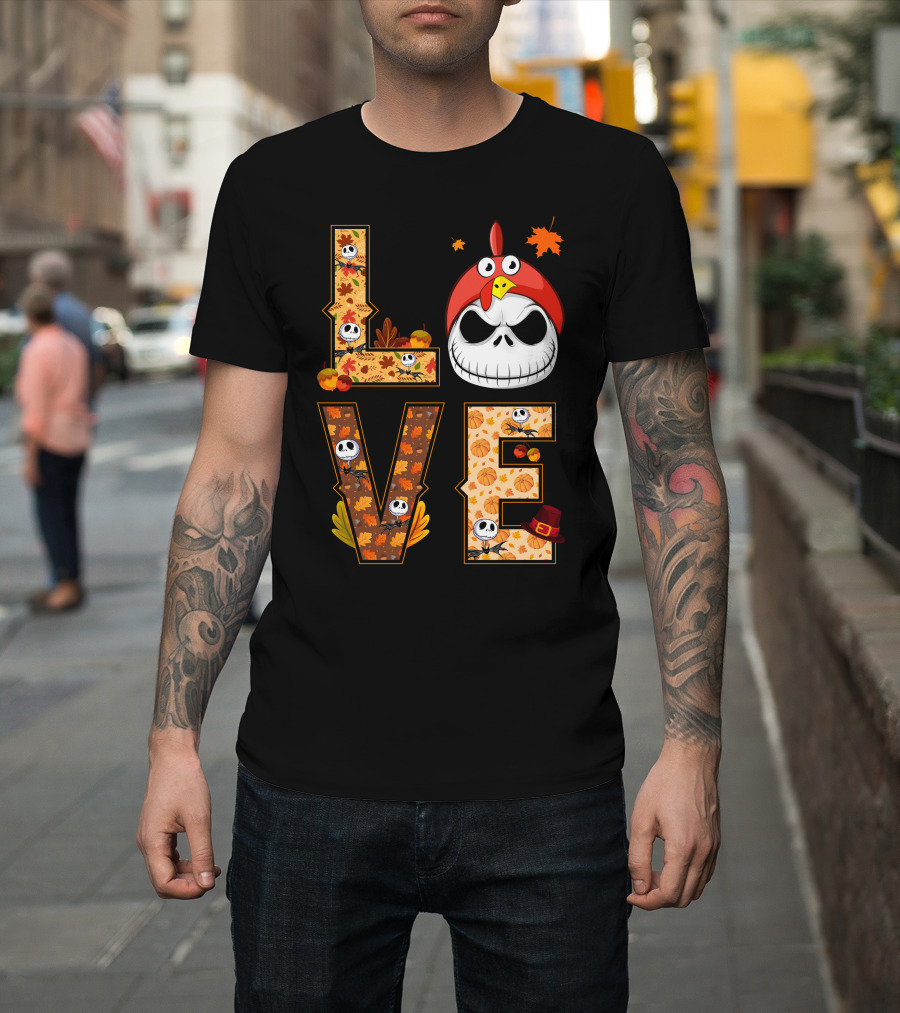 Love Jack Skellington Fall Pumpkin Thanksgiving T-Shirt