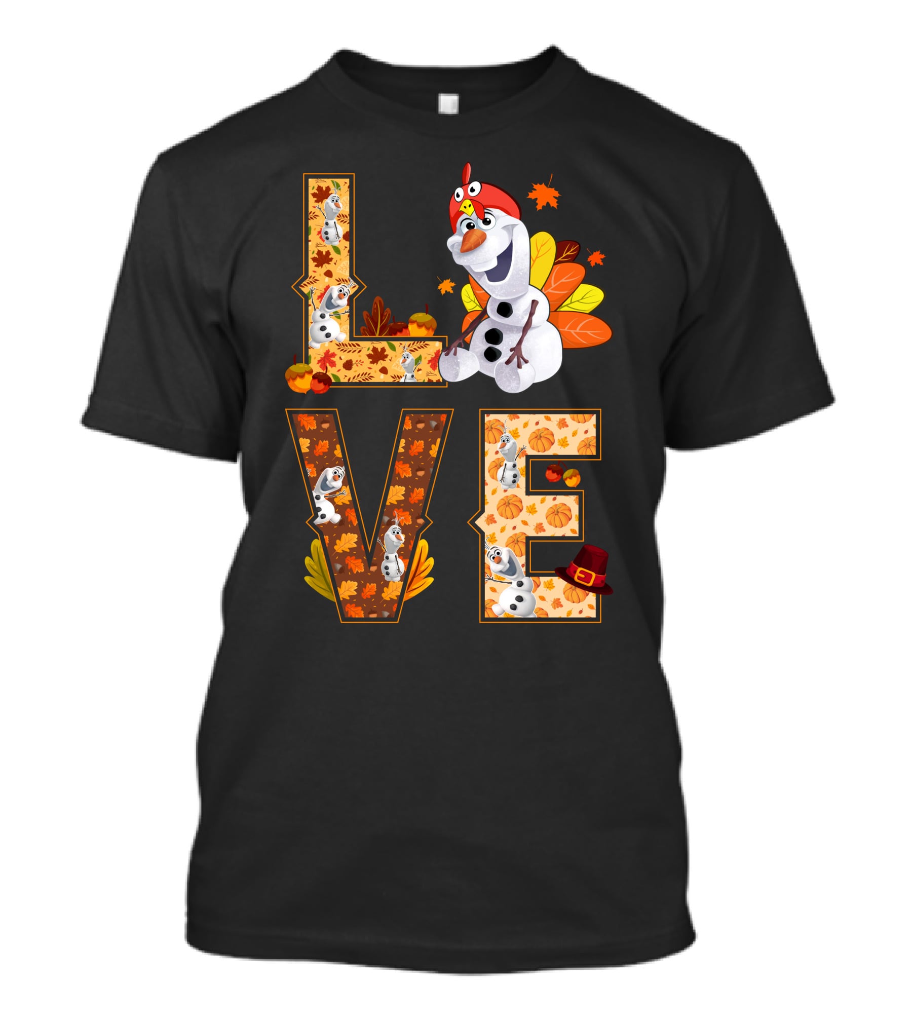 Love Olaf Thanksgiving Autumn Leaves Costume T-Shirt