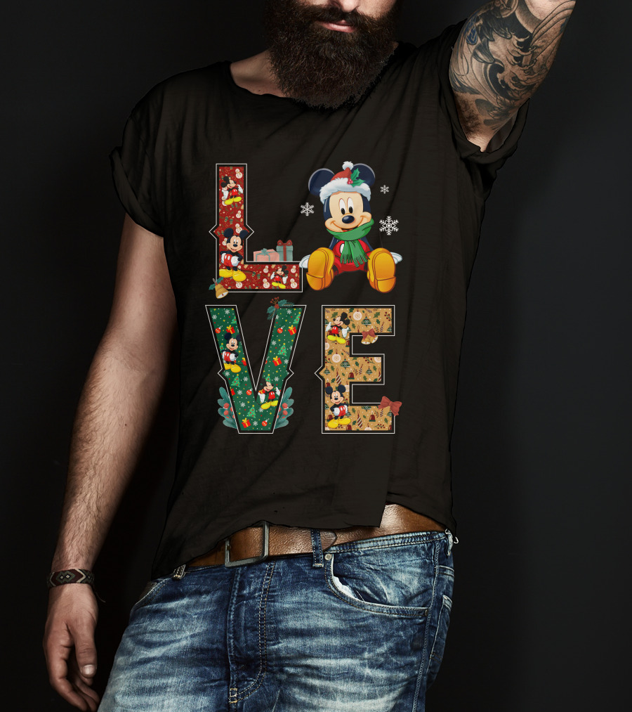 Mickey Mouse Christmas Love Holiday Festive Season T-Shirt
