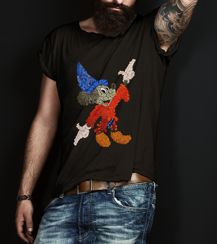 Sorcerer Mickey Floral Pattern Disney T-Shirt