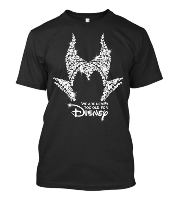 We Are Never Too Old For Disney Maleficent Floral Silhouette T-Shirt