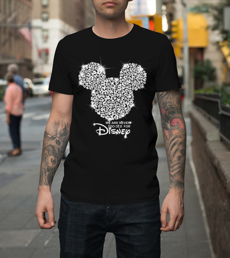 We Are Never Too Old For Disney Mickey Head Floral T-Shirt