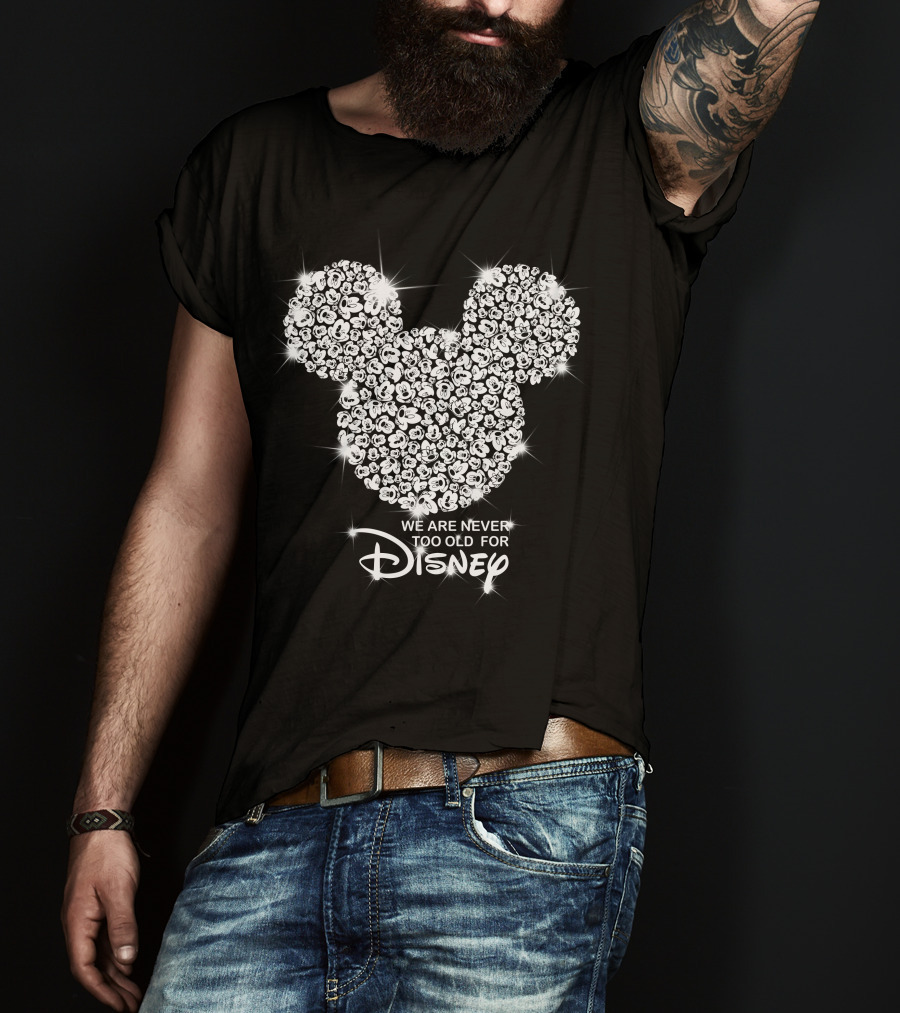 We Are Never Too Old For Disney Mickey Head Floral T-Shirt
