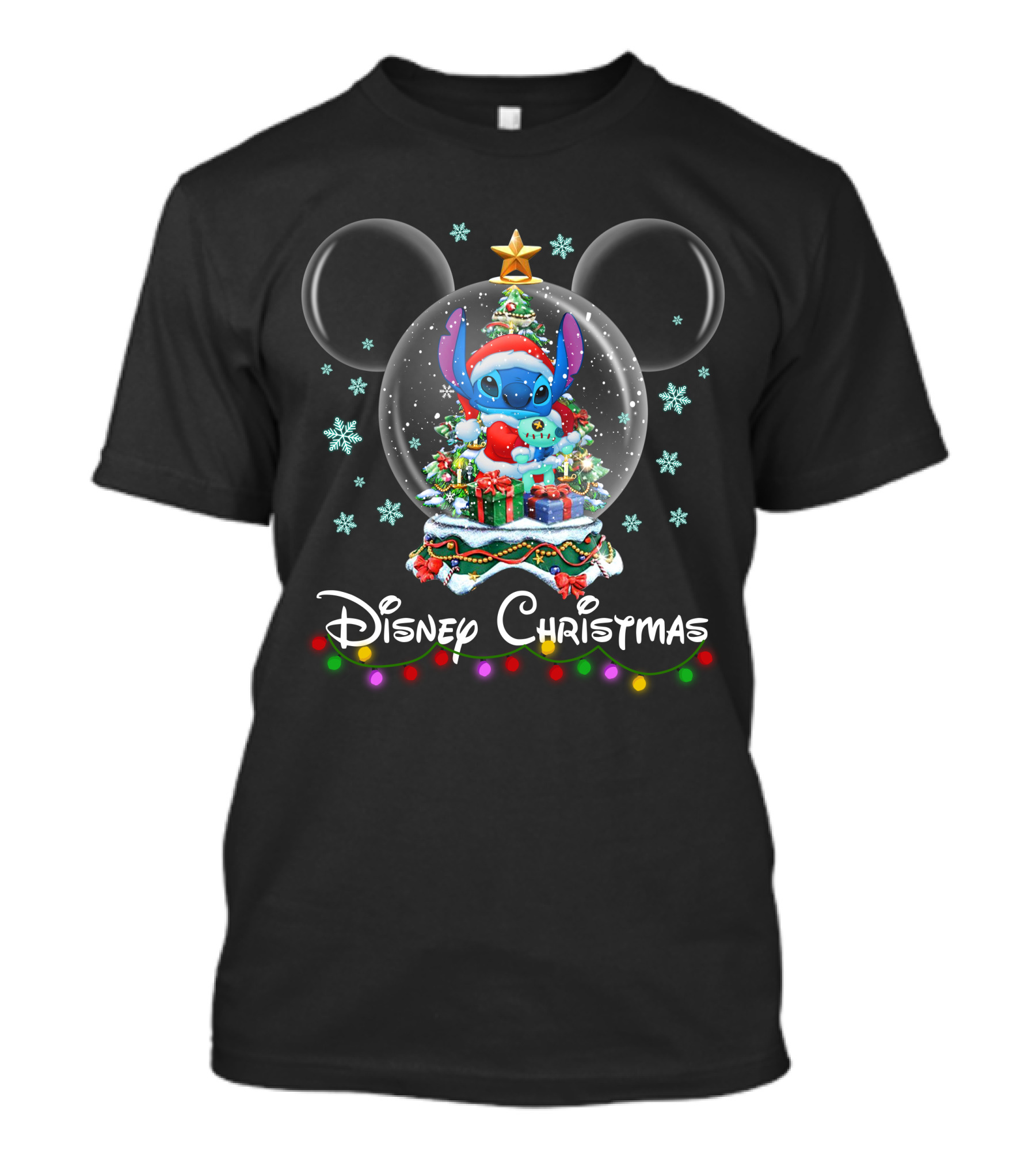 Disney Christmas Stitch Snow Globe Holiday Celebration T-Shirt