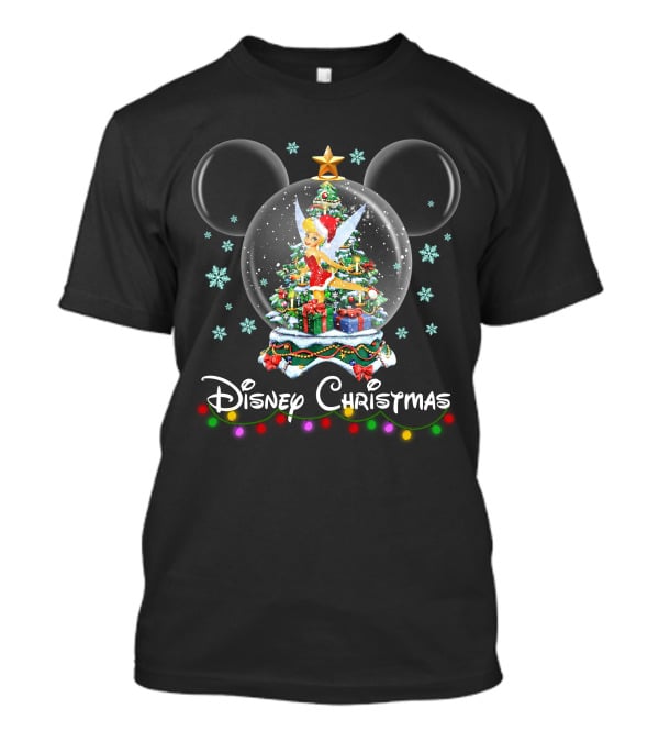 Disney Christmas Tinker Bell Mickey Snow Globe T-Shirt