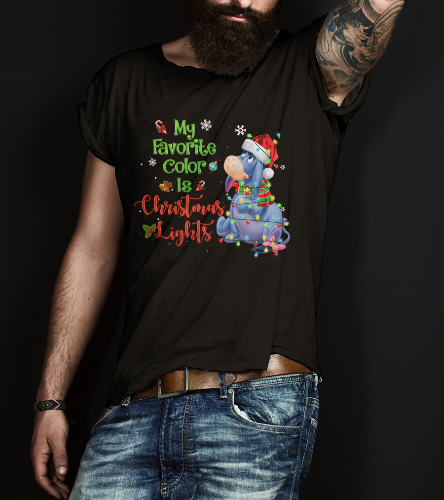 My Favorite Color Is Christmas Lights Eeyore Holiday Theme T-Shirt