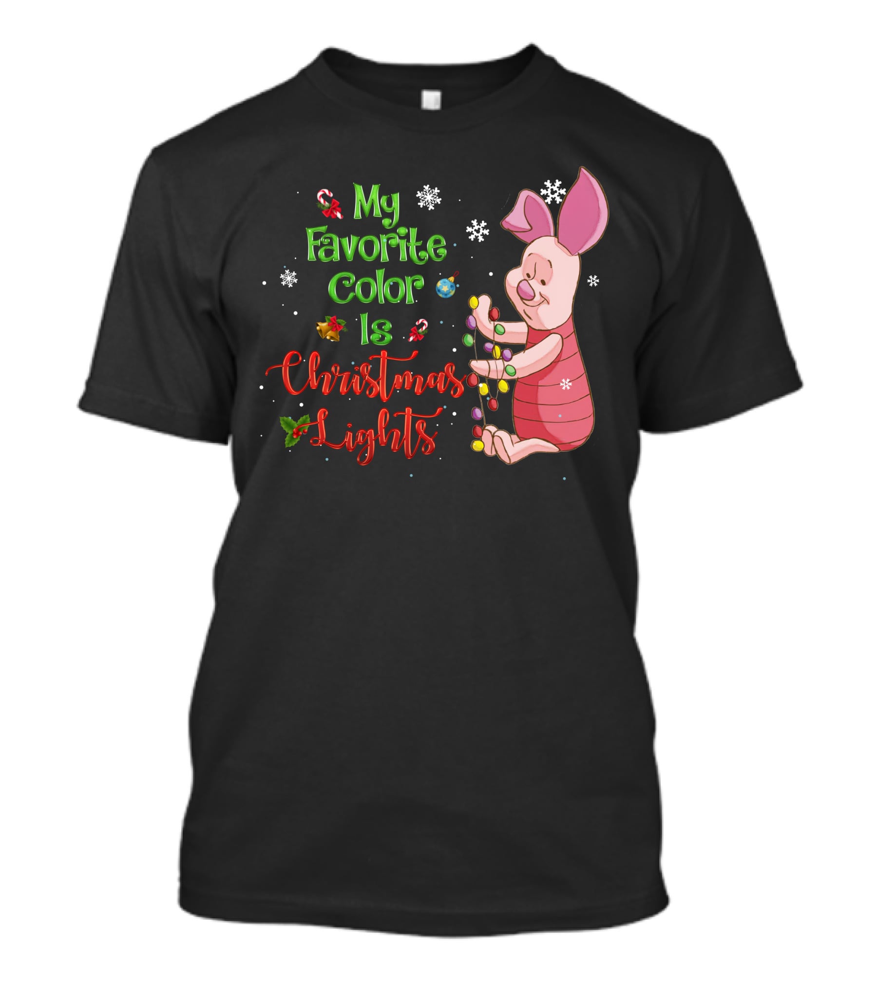My Favorite Color Is Christmas Lights Piglet T-Shirt