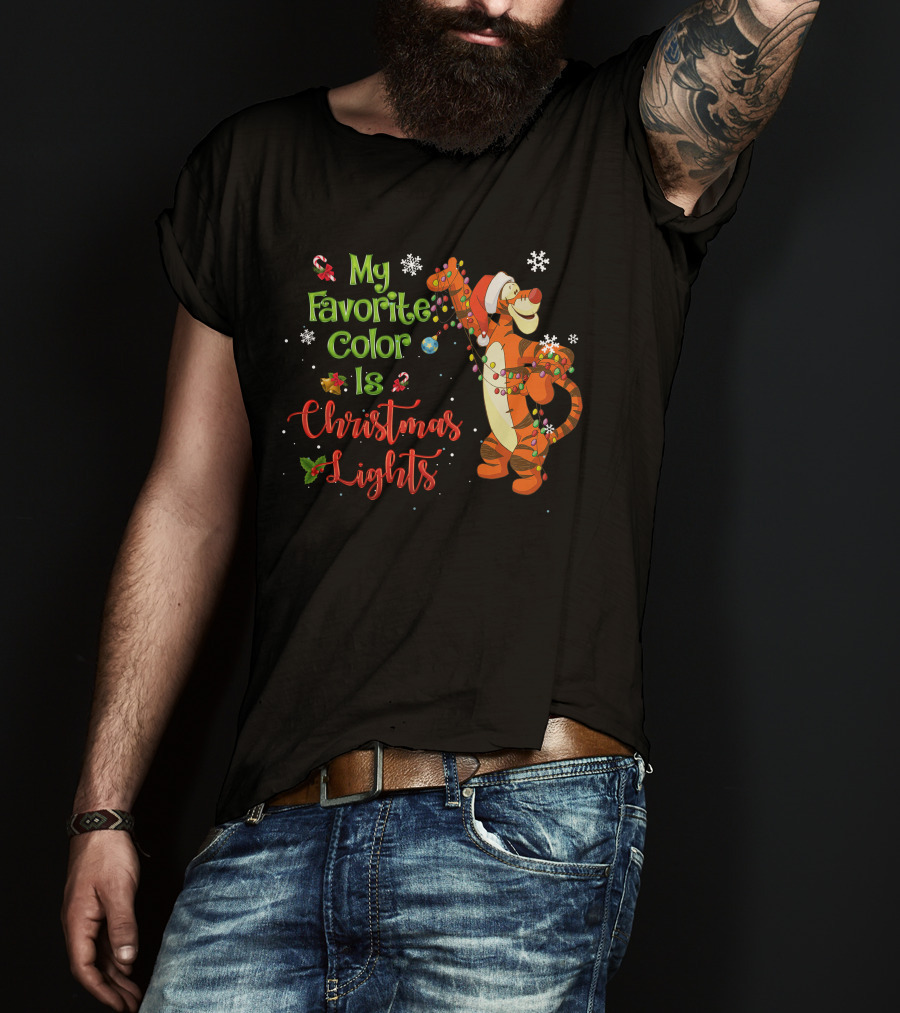 My Favorite Color Is Christmas Lights Tigger T-Shirt