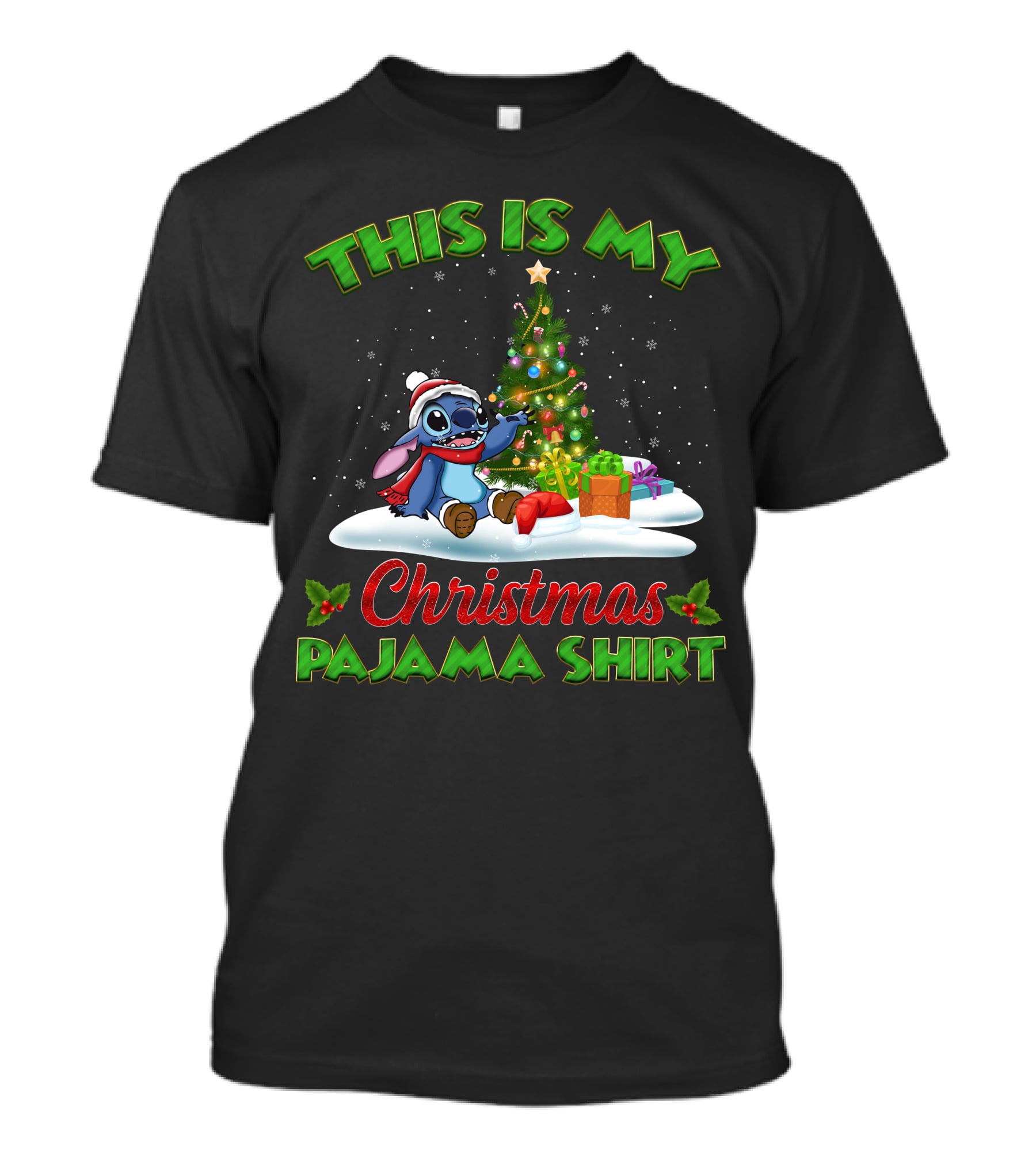 This Is My Christmas Pajama Shirt Stitch Tree Presents T-Shirt